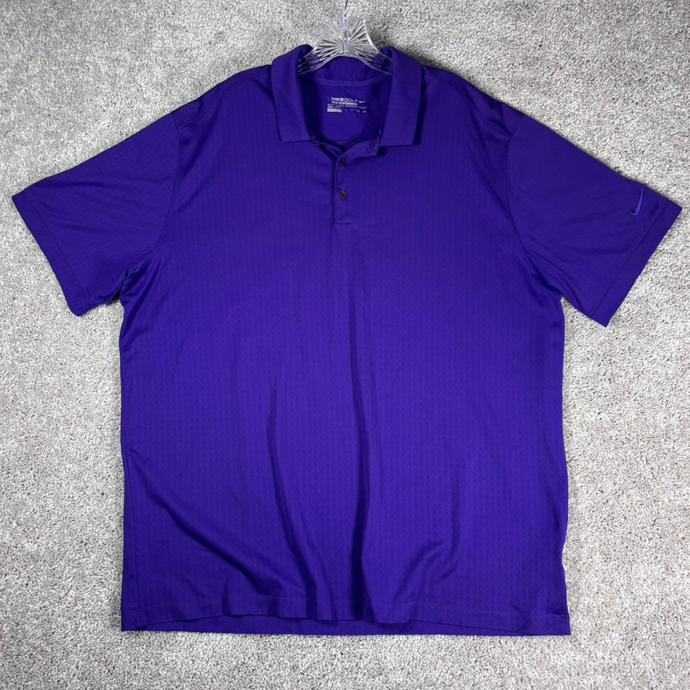 Nike Golf Mens Polo Shirt Purple Tour Performance Dri Fit XXL Golfing